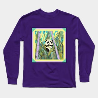 Panda hiding behind the Bamboo Long Sleeve T-Shirt